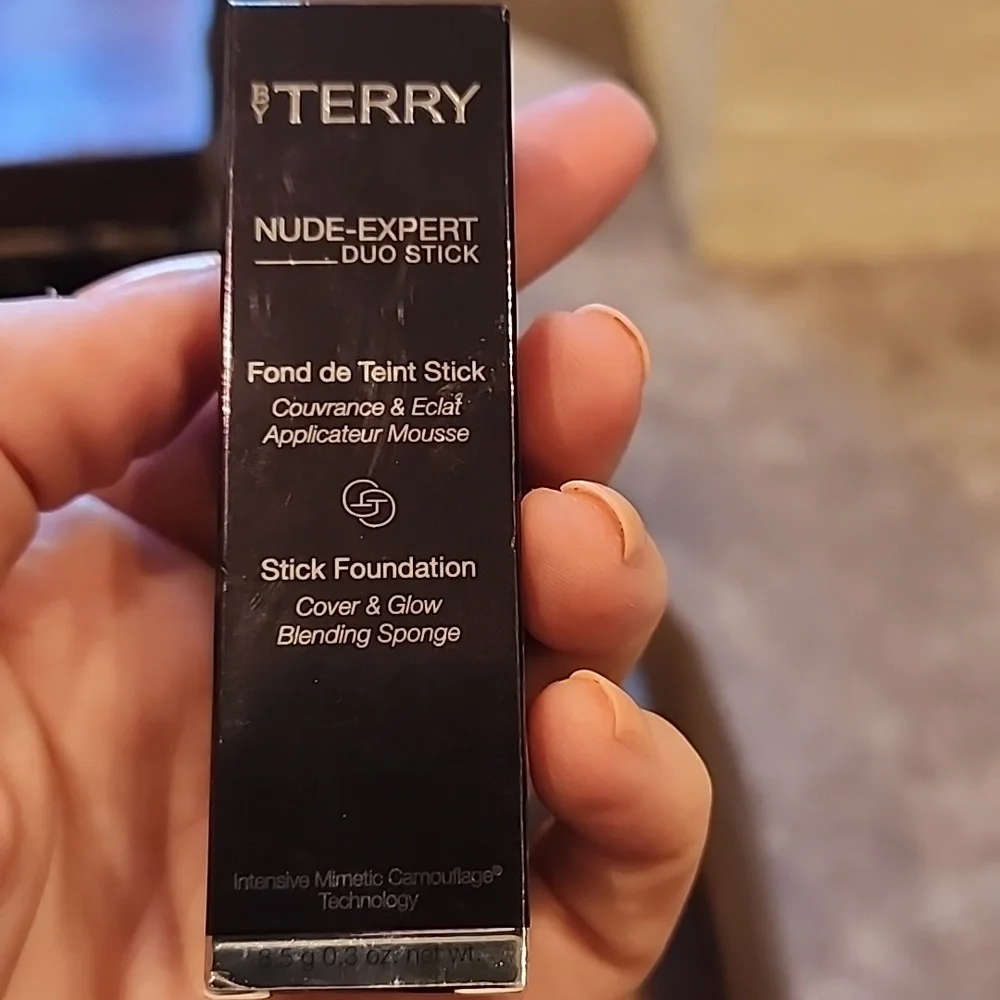 NIB By Terry Nude Expert Duo Stick Foundation Shade 7 Vanilla Beige + Bag & Powd